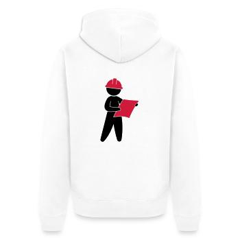 Un ingénieur sur un chantier de construction - Veste à capuche bio Premium Unisexe - blanc - Dos - Thijin (182cm)