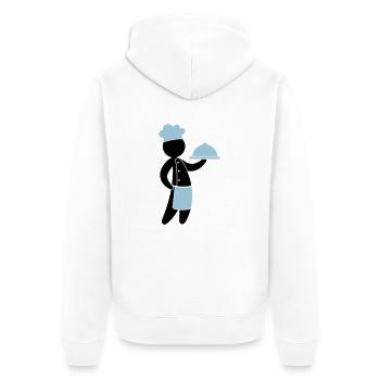 Ein Gourmet-Koch bedient Gäste - Unisex Premium Bio Zip Hoodie - Weiß - Hinten - Thijin (182cm)