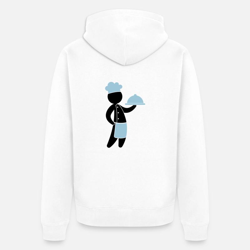 Un chef cuisinier sert invités - Veste à capuche bio Premium Unisexe - blanc