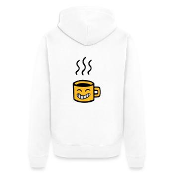 Kaffee kawaii Anime Lächeln - Unisex Premium Bio Zip Hoodie - Weiß - Hinten - Thijin (182cm)