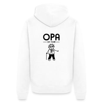 Opa on Tour - Ausgehen - Unisex Premium Bio Zip Hoodie - Weiß - Hinten - Thijin (182cm)