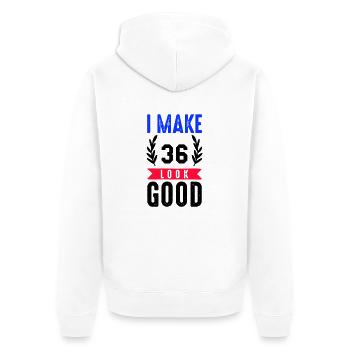 look good 36 - Unisex Premium Organic Zip Hoodie - white - Back - Thijin (182cm)