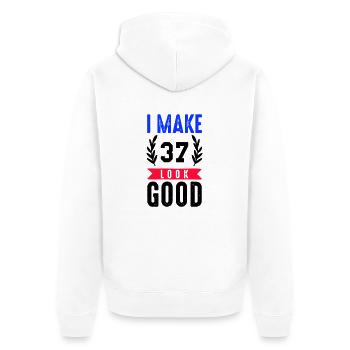 look good 37 - Unisex Premium Organic Zip Hoodie - white - Back - Thijin (182cm)