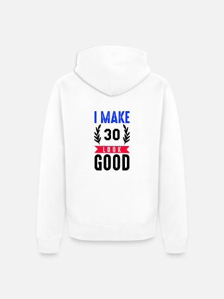 look good 30 - Unisex Premium Organic Zip Hoodie - white