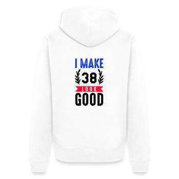 look good 38 - Unisex Premium Organic Zip Hoodie - white - Back - Thijin (182cm)