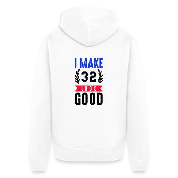 look good 32 - Unisex Premium Organic Zip Hoodie - white - Back - Thijin (182cm)