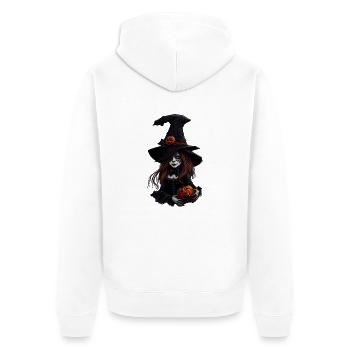 Sorcière d’Halloween avec des citrouilles - Veste à capuche bio Premium Unisexe - blanc - Dos - Thijin (182cm)