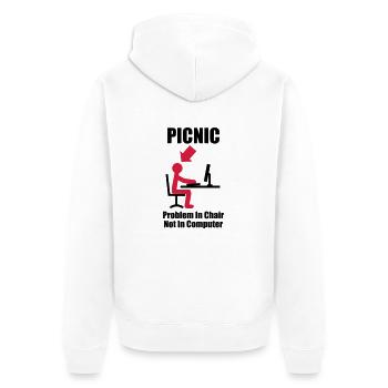 PICNIC - Problem in Chair, not in Computer - - Unisex Premium Organic Zip Hoodie - white - Back - Thijin (182cm)