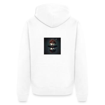 Verträumte Insel bei Nacht - Unisex Premium Bio Zip Hoodie - Weiß - Hinten - Thijin (182cm)