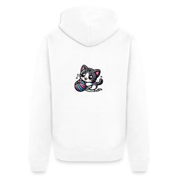 Cute Cat - Unisex Premium Organic Zip Hoodie - white - Back - Thijin (182cm)