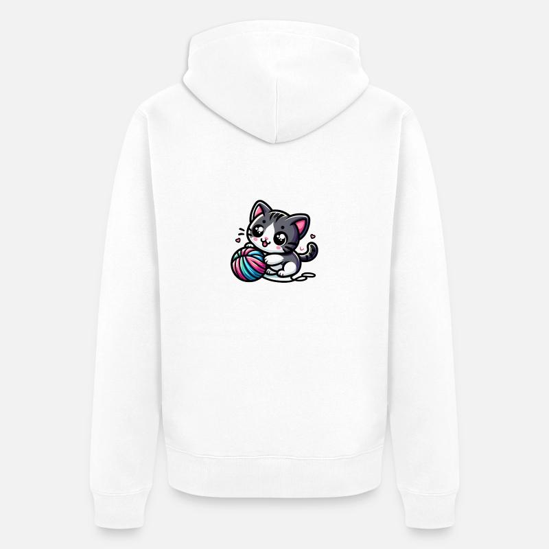 Chat mignon - Veste à capuche bio Premium Unisexe - blanc
