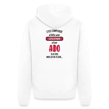Teenager / Jugendliche / Jugendlicher / Kind - Unisex Premium Bio Zip Hoodie - Weiß - Hinten - Thijin (182cm)
