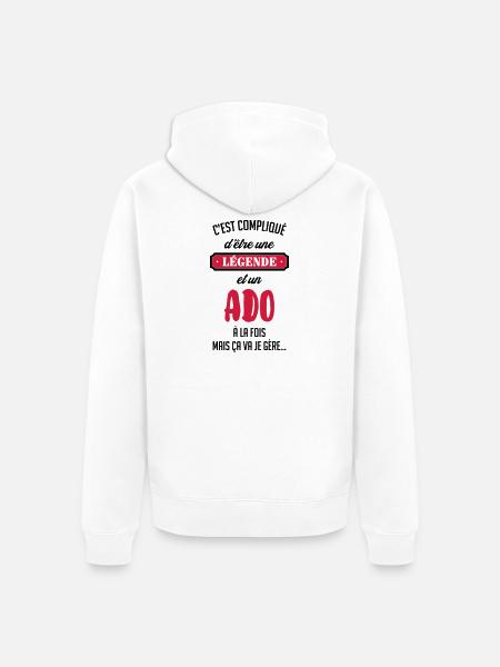 adolescente / teenager / teen / bambino - Felpa con cappuccio ecologica premium unisex - bianco