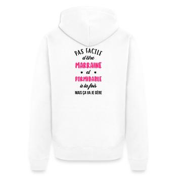 Patin / Pate / Patentochter / Patensohn - Unisex Premium Bio Zip Hoodie - Weiß - Hinten - Thijin (182cm)
