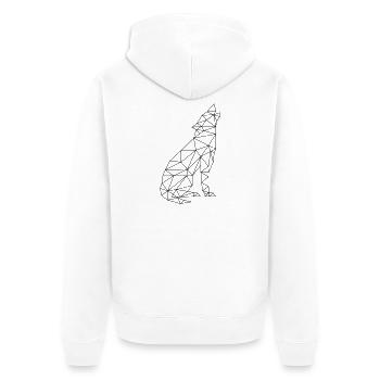 Wolfsruf Wolf Kontur Silhouette - Unisex Premium Bio Zip Hoodie - Weiß - Hinten - Thijin (182cm)