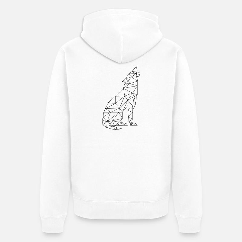 Wolf Call Wolf Contour Silhouette - Veste à capuche bio Premium Unisexe - blanc