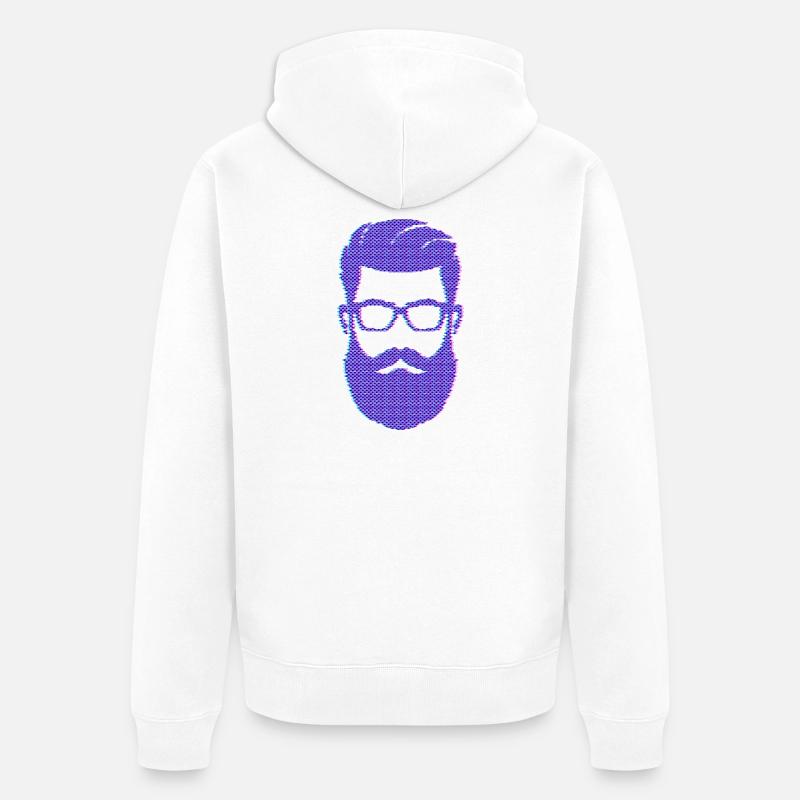 Bartträger Männlichkeit Schnurrbart Bart - Unisex Premium Bio Zip Hoodie - Weiß