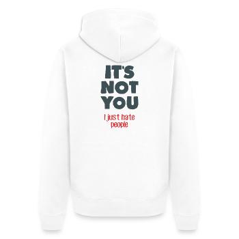 I hate people - Unisex Premium Organic Zip Hoodie - white - Back - Thijin (182cm)