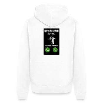 Bogenschießen ruft an - Unisex Premium Bio Zip Hoodie - Weiß - Hinten - Thijin (182cm)