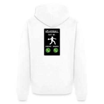 Völkerball ruft an - Unisex Premium Bio Zip Hoodie - Weiß - Hinten - Thijin (182cm)