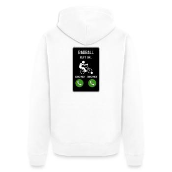 Radball ruft an - Unisex Premium Bio Zip Hoodie - Weiß - Hinten - Thijin (182cm)