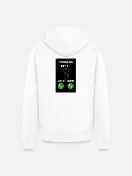Jesus ruft an - Unisex Premium Bio Zip Hoodie - Weiß