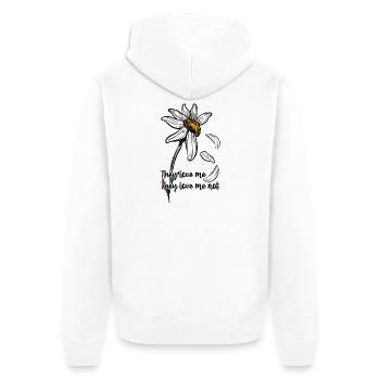 Monochrome Daisy with Golden Center - Unisex Premium Organic Zip Hoodie - white - Back - Thijin (182cm)