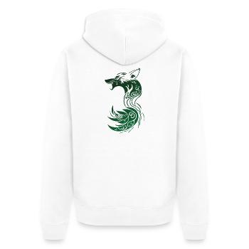 Grüner Tribal Fantasy Fuchs - Unisex Premium Bio Zip Hoodie - Weiß - Hinten - Thijin (182cm)
