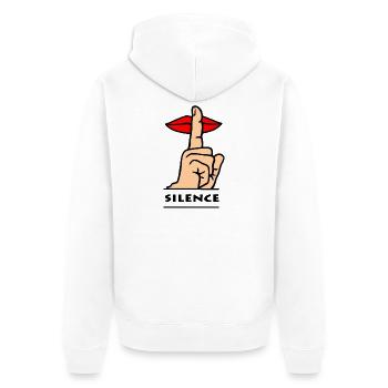Finger für den roten Mund - Unisex Premium Bio Zip Hoodie - Weiß - Hinten - Thijin (182cm)