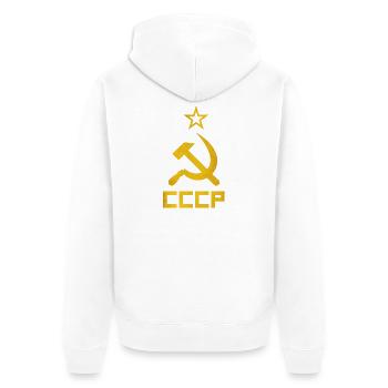 Hammer und Sichel - Unisex Premium Bio Zip Hoodie - Weiß - Hinten - Thijin (182cm)