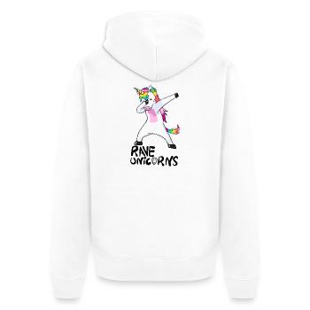 Logo Rave Unicorns Black Text - Unisex Premium Bio Zip Hoodie - Weiß - Hinten - Thijin (182cm)