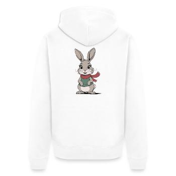 Cartoon Cute Rabbit - Unisex Premium Organic Zip Hoodie - white - Back - Thijin (182cm)