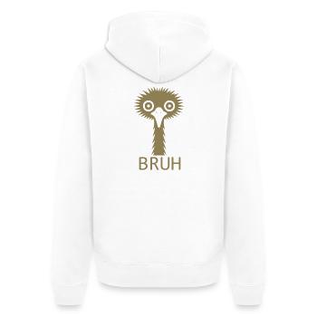 Skurriles minimalistisches Strauß und Emu Design - Unisex Premium Bio Zip Hoodie - Weiß - Hinten - Thijin (182cm)