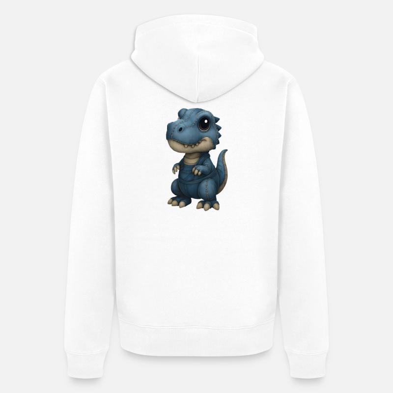 Patchwork Dino Flickenlook - Unisex Premium Bio Zip Hoodie - Weiß