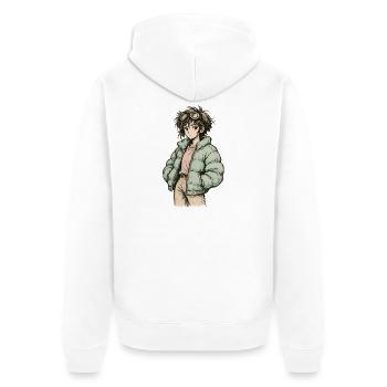 Patineuse indie en veste bouffante menthe - Veste à capuche bio Premium Unisexe - blanc - Dos - Thijin (182cm)