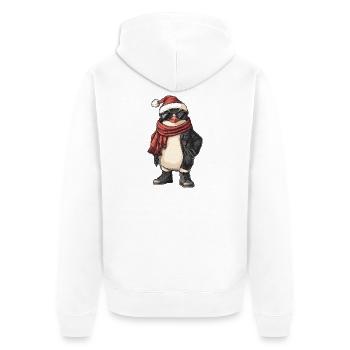 Pinguin Weihnachten Winter - Unisex Premium Bio Zip Hoodie - Weiß - Hinten - Thijin (182cm)