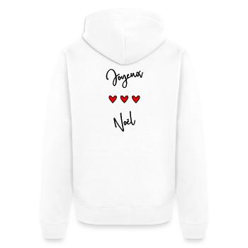 FROHE WEIHNACHTEN. ALLES GUTE ZUM GEBURTSTAG. ALLES GUTE ZUM GEBURTSTAG. - Unisex Premium Bio Zip Hoodie - Weiß - Hinten - Thijin (182cm)