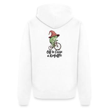 Ab, um einen Aufruhr zu verursachen – Süßes Frosch-Memeshirt - Unisex Premium Bio Zip Hoodie - Weiß - Hinten - Thijin (182cm)