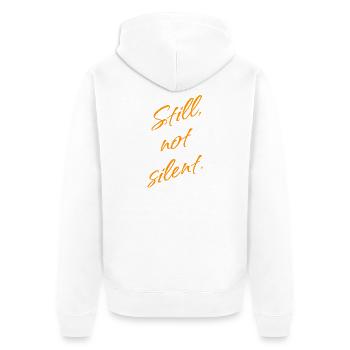 Pourtant, pas silencieux – Déclaration d’autonomisation - Veste à capuche bio Premium Unisexe - blanc - Dos - Thijin (182cm)