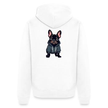 French Bulldog - Unisex Premium Organic Zip Hoodie - white - Back - Thijin (182cm)