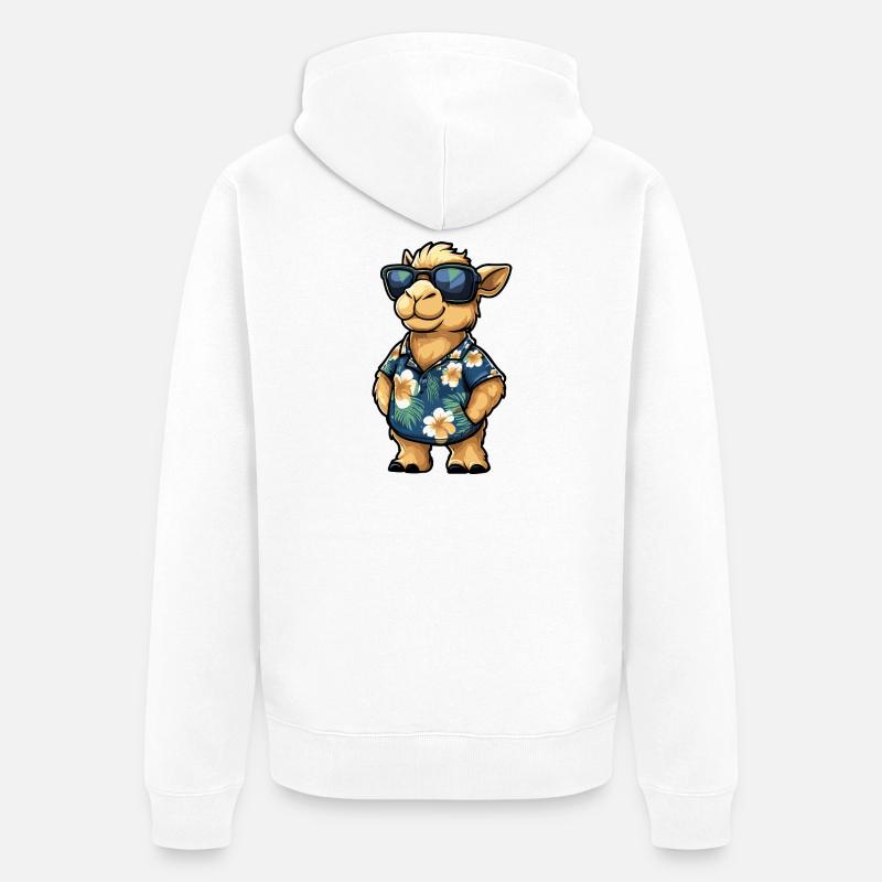 Kamel Comic Urlaub - Unisex Premium Bio Zip Hoodie - Weiß