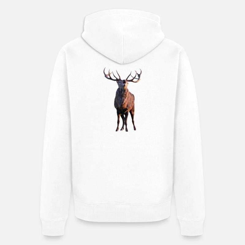 Röhrender Hirsch - Unisex Premium Bio Zip Hoodie - Weiß