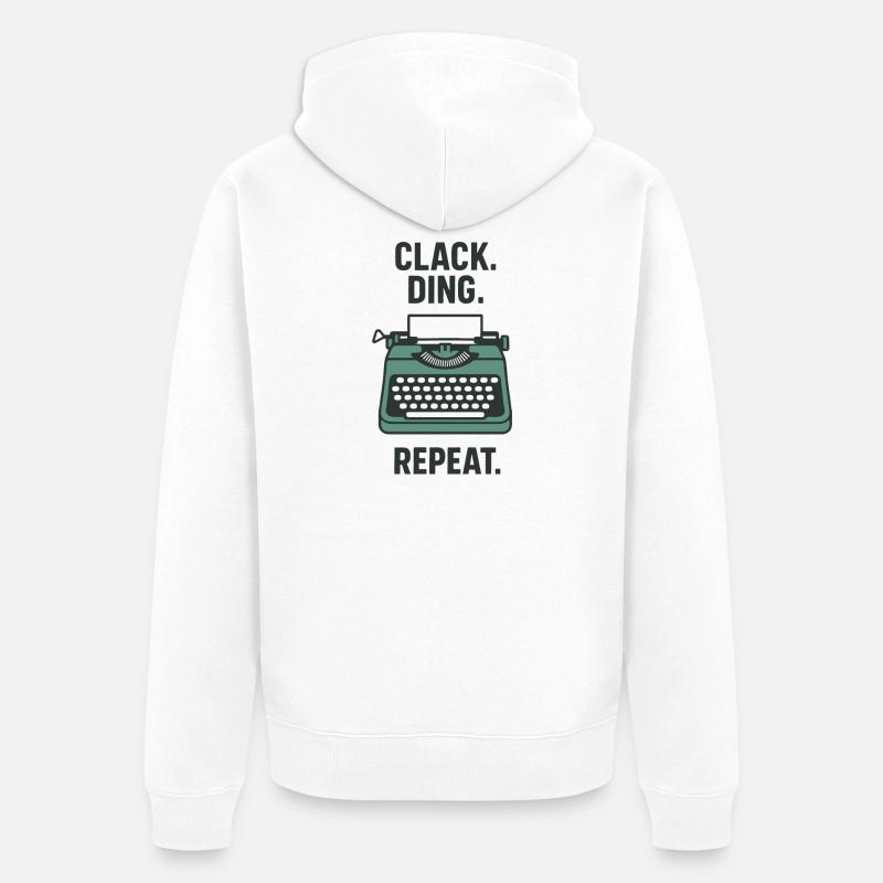 Klack Ding Repeat | Machine à écrire - Veste à capuche bio Premium Unisexe - blanc
