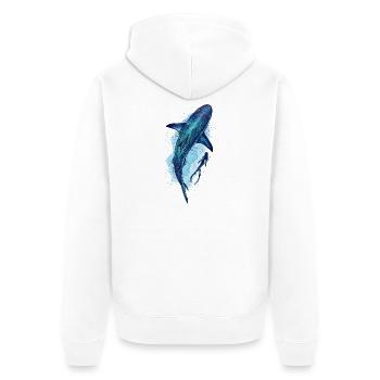 Requin tigre & plongeur - Veste à capuche bio Premium Unisexe - blanc - Dos - Thijin (182cm)