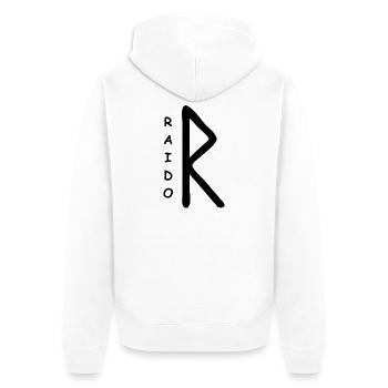 Raido Rune Runen - Unisex Premium Bio Zip Hoodie - Weiß - Hinten - Thijin (182cm)