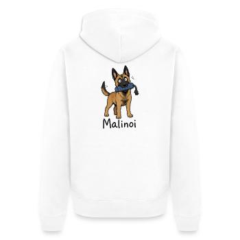 Malinoi Malinois Welpe - Unisex Premium Bio Zip Hoodie - Weiß - Hinten - Thijin (182cm)