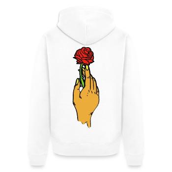 Rose tenue en art au trait gras - Veste à capuche bio Premium Unisexe - blanc - Dos - Thijin (182cm)