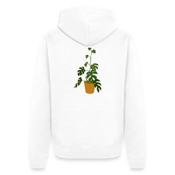 Monstera Deliciosa - Unisex Premium Bio Zip Hoodie - Weiß - Hinten - Thijin (182cm)