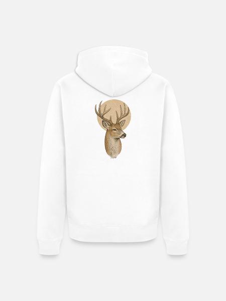Rehbock Geweih - Unisex Premium Bio Zip Hoodie - Weiß