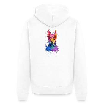 Dobermann Pinscher Buntes Aquarell Illustration - Unisex Premium Bio Zip Hoodie - Weiß - Hinten - Thijin (182cm)